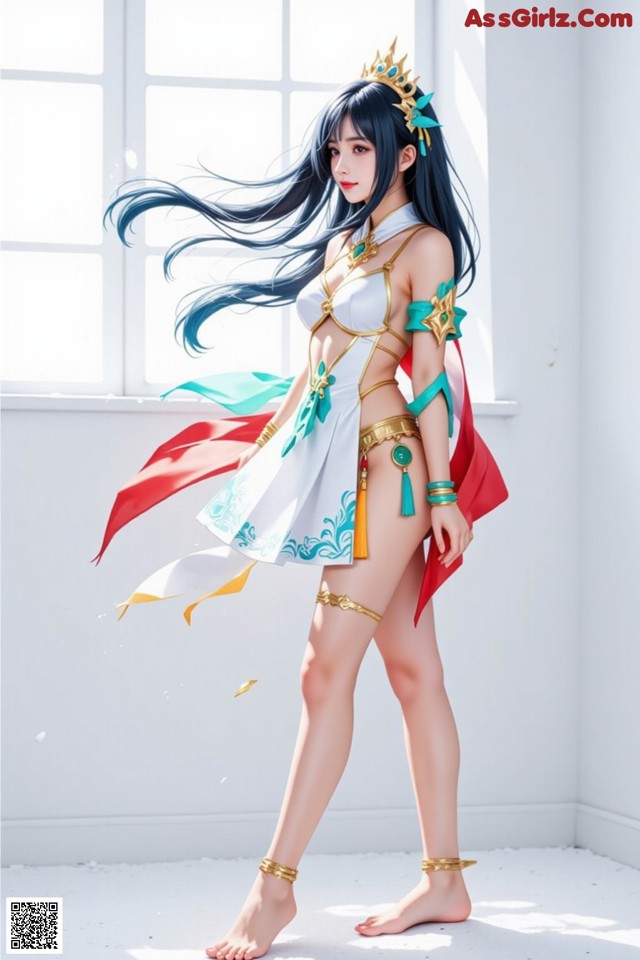 Hentai - Under the Radiance of Celestial Grace Set.2 20250124 Part 14 No.666956 A woman in a white and blue outfit with a crown on her head.