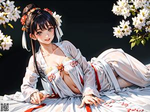 A woman in a white dress sitting on a sand dune.
