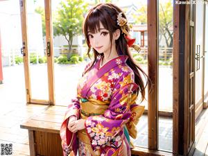 A naked woman in a kimono posing for the camera.